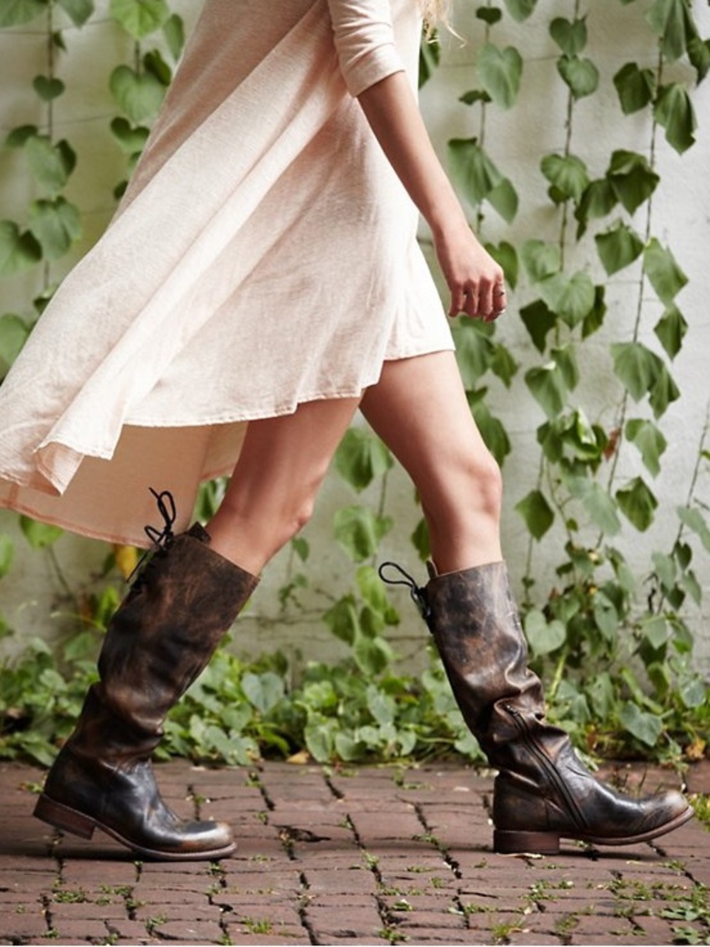 Bedstu Manchester Tall Leather Boots in Taupe Brown Rustic Color Size 9